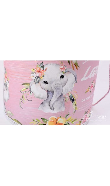 Trusou de botez cu elefantica si flori tropicale Elephant Baby Girl 7